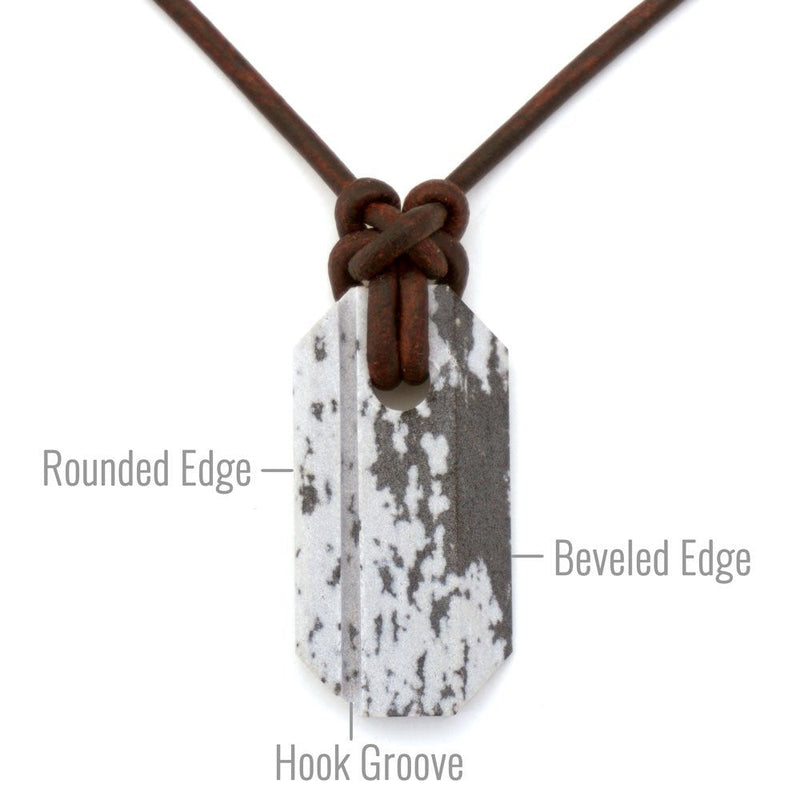 Wazoo Viking Whetstone Pendant | Knife Sharpener Necklace | Arkansas Novaculite on Leather Cord | Norse Inspired Knotwork Rare