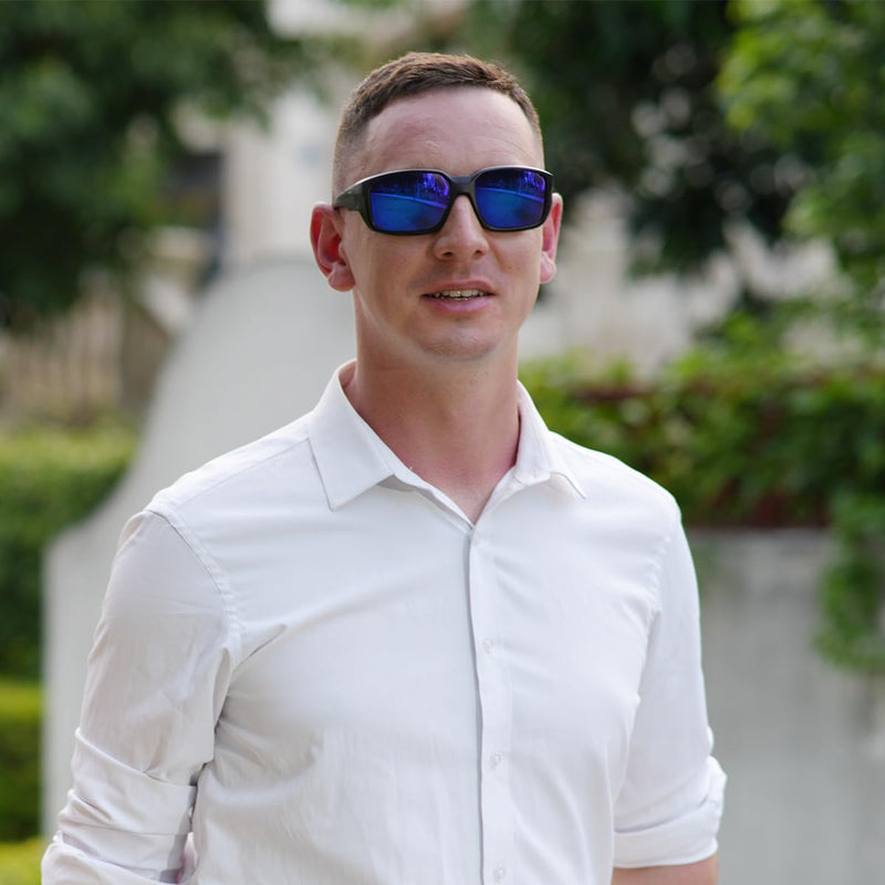 INFI Fishing Sunglasses Men Women Polarized Polycarbonate Lens Safety Protection Black Glasses Driving Golf Running Sports Matte Black / Blue Mirror Lens