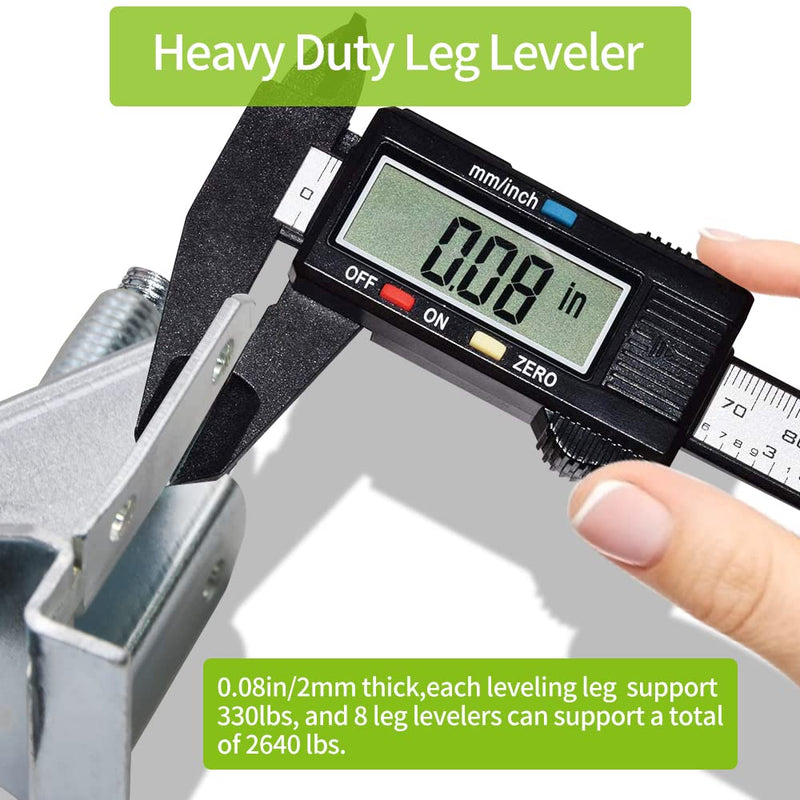 DkOvn 4/8/16 Pack Heavy Duty Leg Leveler, Leveling Feet, Adjustable Furniture Leveler Legs, with Screws, Lock Nuts and Wrench, 2 inch Adjustable Height, for Furniture, Table, Cabinets(4 Pack Black) 4 Pack