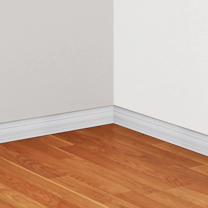 Crown Molding Peel and Stick 3D Wall Edging Foam Baseboard Self Adhesive Wallpaper Border Flexible Base Moulding Trim Mirror Border Wall Lines (White 1PCS-89) 3.1" x 89" White