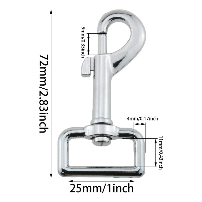 Heyous 4PCS 1" Heavy Duty Chrome Swivel Snap Hooks Trigger Snaps Dog Leash Hook Key Chain Swivel Eye Bolt Snap Hooks Trigger Clip for Linking Pet Leash Collar, Pet Harness, Purse Straps,