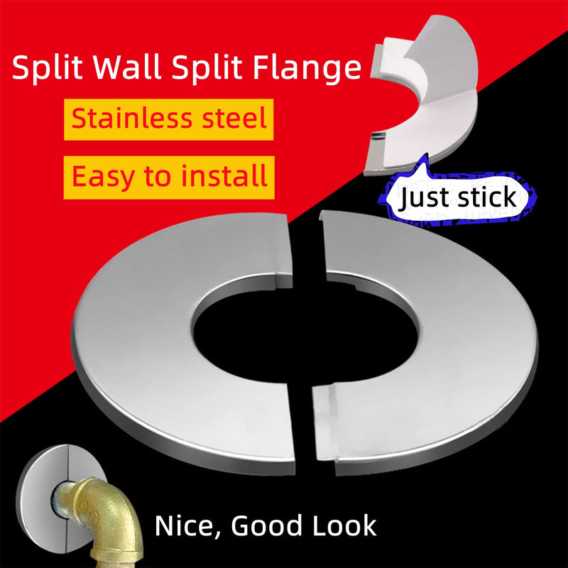 Wall Split Flange, Stainless Steel Round Escutcheon Plate for 1.65"/42mm Diameter Pipe, Pack of 2