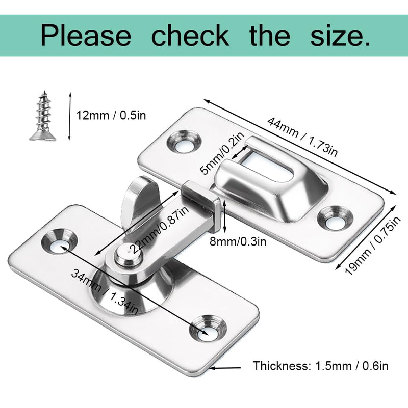 WANLIAN Mini Size 90 Degree Door Latch Sliding Door Lock Screen Door Latch Pocket Door Latch Silver1