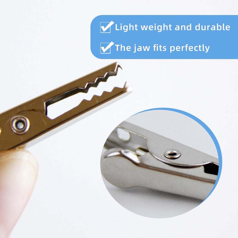 100 PCS Metal Alligator Clip, 35mm Spring Clamps Test Line Crocodile Clip Silver Tone Alligator Clips Nickel Plated Crocodile Clamps Used In Laboratory Electric Testing Work 100 Pcs
