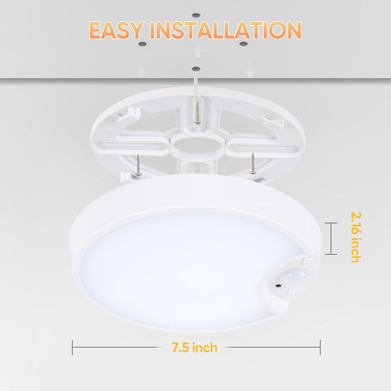 Rechargeable Motion Sensor Ceiling Light: Indoor LED Wireless Ceiling Light with Remote - Cordless Motion Activated Ceiling Lamp with Timer for Closet Hallway Bedroom (Rechargeable) Rechargeable