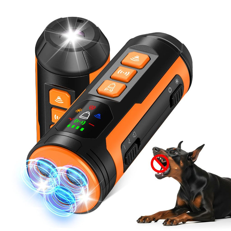 Dog Deterrent Device, Anti Barking Device with 4 Modes (Beep, Ultrasonic, Flashlight, Ultrasonic+Flash), Safe Humane Bark Deterrent for Small Medium Large Dogs, Black