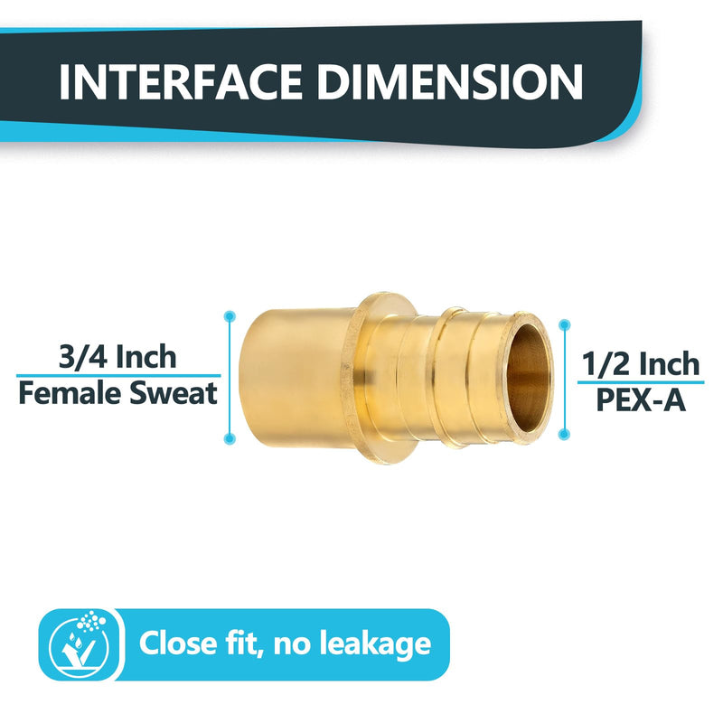 10Pack Seelink 1/2" PEX-A X 3/4" Female Sweat Adapter(PEX1960058-10) 10 1/2" x 3/4"