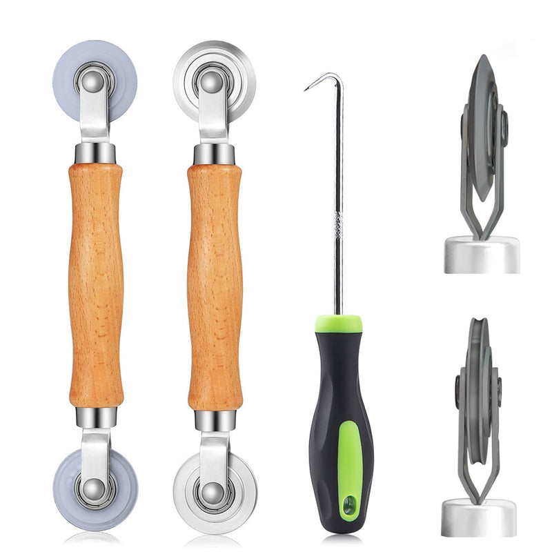 Screen Roller Tool, King&Charles Screen Spline Tool, Spline Roller, Steel/Nylon Roller with Bearing + Removal Hook, 3in1 Window Screen Door Repair Kit, for Installing Door Window Mesh