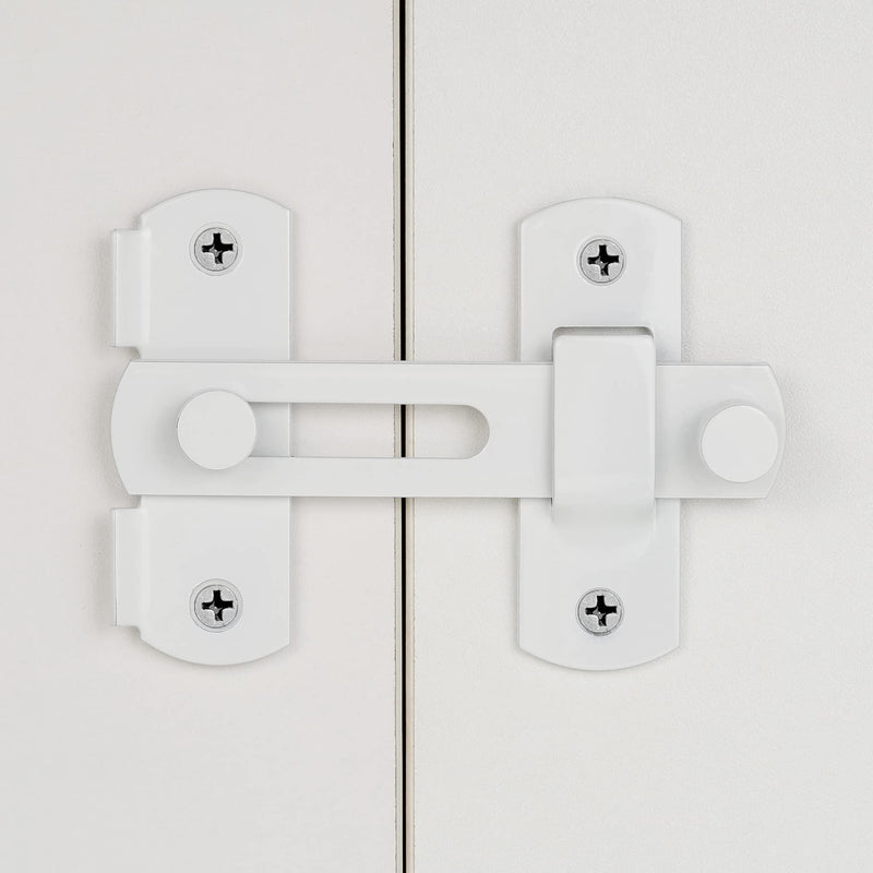 2 Packs Barn Door Latches，3.93” x 2.75” White Stainless Steel barn gate flip Door Latch Bi-fold Door Lock,Sliding Door Antique Lock Gate Latches Wine Cabinet Closet Door Latches，White Finish