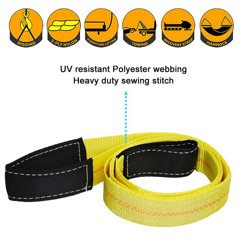 Trekassy 2 Pack 6' x 2" Lifting Sling Straps, 6ft Lifting Straps with 10,000lbs Max Vertical Break Strength Capacity, Heavy Duty Nylon Tree Saver Recovery Strap Web