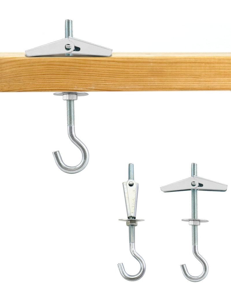 QWORK Ceiling Hooks, 12 Packs 3-9/16" Spring Toggle Wing Bolts Wall Fixing Heavy Duty Pothook for Hanging Plants, Swag Hooks Plant Hooks Toggle Hooks