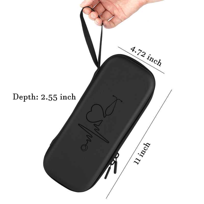 Stethoscope Case for 3M Littmann,Stethoscope Carrying for MDF Acoustica Deluxe Stethoscopes,Stethoscope Travel Holder for Nurse Accessories Black PU-Black