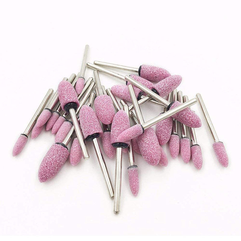 𝐋𝐮𝐨 𝐤𝐞 100 Pcs Rotary Grinding Stone - 1/8'' Shank Aluminum Oxide Grinding Bits Abrasive Mounted Grinding Stones for Rotary Tool (Red)
