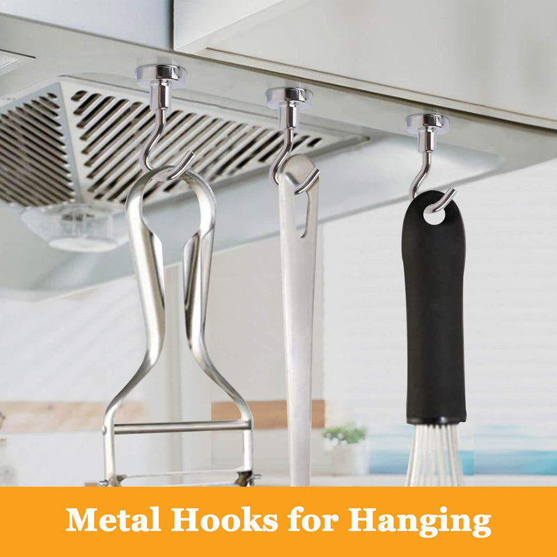 30Pcs Super Strong Magnetic Hooks, 25lbs Magnetic Hook Heavy Duty for Hanging, Rare Earth Neodymium Magnet Hooks, for Cruise Ship Camping Grill Kitchen Fridge Garage Wall E16mm_30p