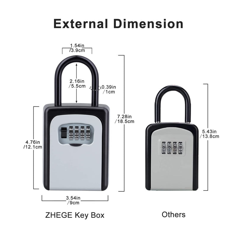 ZHEGE Key Lock Box, 4 Digit Combination Key Storage Lock Box with Resettable Code, Portable Key Safe Box for Door Knob, Realtors, Contractors (Gray) Black & Gray - NewNest Australia