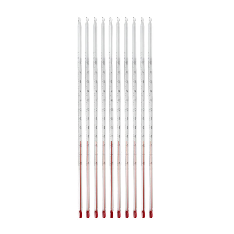 10Pcs Lab Glass Celsius Thermometer -20 to +200℃ Length 300mm Laboratory Red Line Temprature Meter 10
