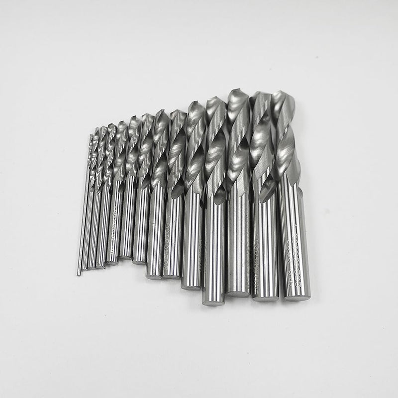 KLOT 14pcs Solid Carbide Stub Drill Bit Set (1mm-6.5mm) Industrial Grade High Precision 2-Flute Twist Straight Shank for Metal Working