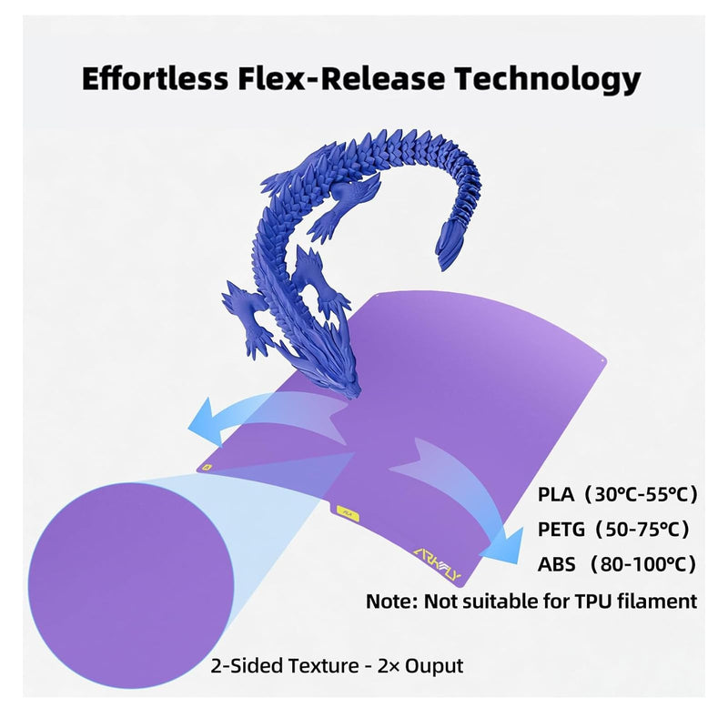 FYSETC Upgraded Build Plate for Qidi Plus4: 320 * 310 mm Conweb Cool Print Bed Dual Texture PEI Sheet Special for PLA Keep Printing 720H Saving Energy 42kwh - Purple