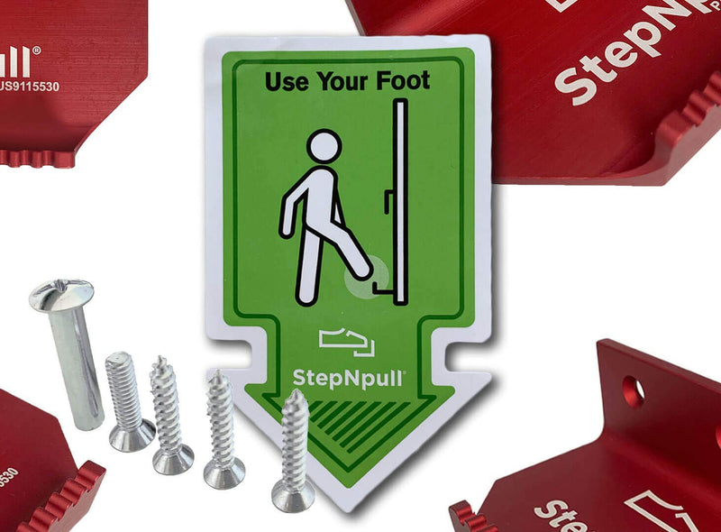 Hands Free Door Opener - No Touch Door Foot Pull & Commercial Touchless Door Opener Tools for Bathroom (Red-1 Piece)