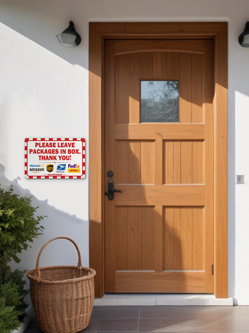 Delivery Signs for Packages Please Leave Packages in Box Package Delivery Sign for Outside, Alumlnum Alloy, Waterproof, Rust Resistant (8''x12'')