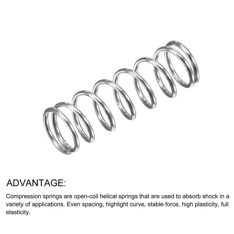 METALLIXITY Compression Springs (0.5x7mm OD,15mm Free Length) 20Pcs, 304 Stainless Steel Extension Spring - for Shop Home Repairs, DIY Projects, Silver Tone 0.5mm x 7mm x 15mm