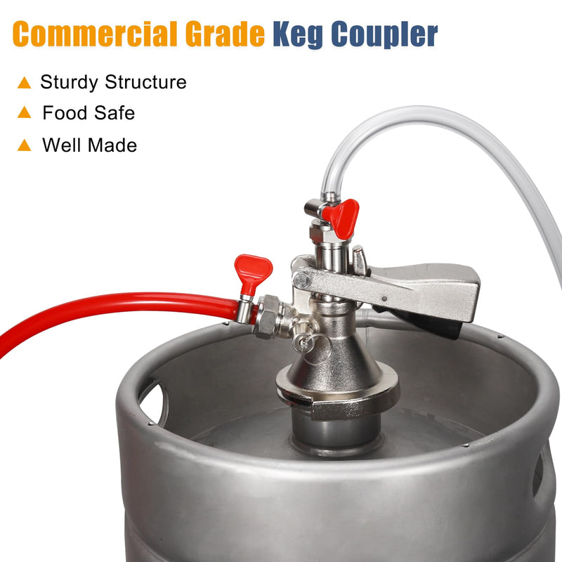 A type Keg Coupler German Slider A System Keg Coupler Stainless Steel Probe Beer Keg Tap for German A system Keg Coupler with Relief Valve Beer Barrel Coupler Kegerator Parts Includes stainless steel clamps