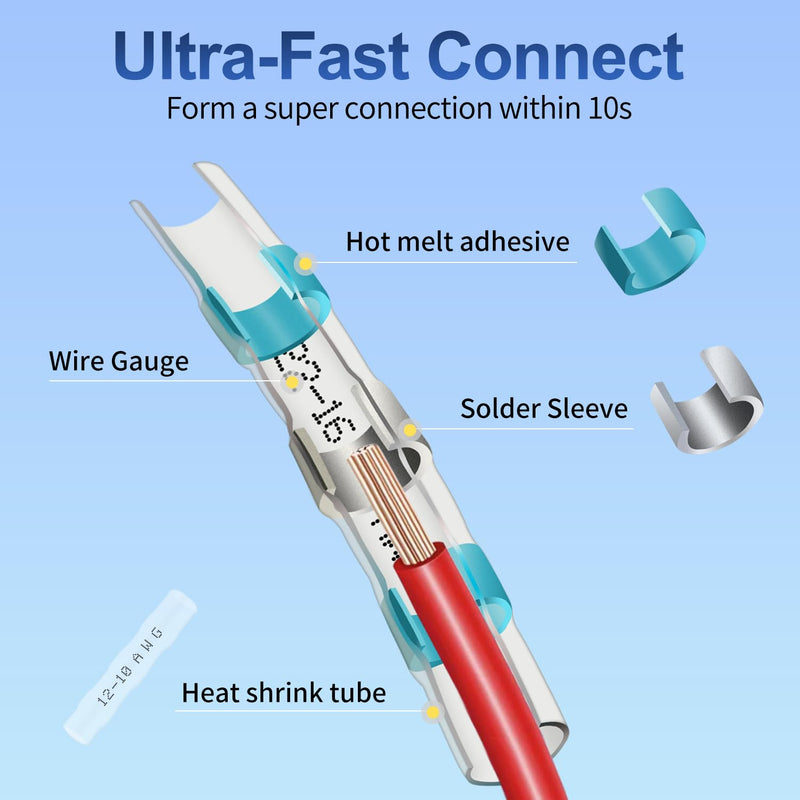 180Pcs Solder Seal Wire Connectors - Heat Shrink Butt Connectors Kit, Waterproof Marine Wiring Splice Terminal Gauge, Electrical Crimp, Trailer Wire - Heat Shrink Wire Connectors 180
