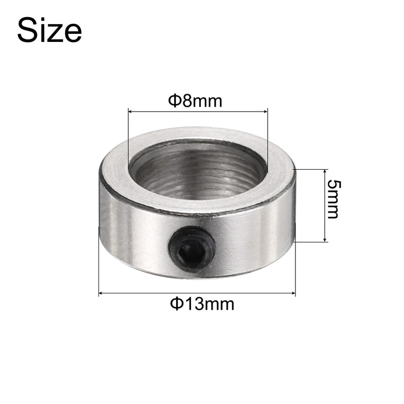 uxcell 6pcs 8mm Shaft Lock Collar T8 Lead Screw Lock Ring, Stainless Steel Set Screw Collars