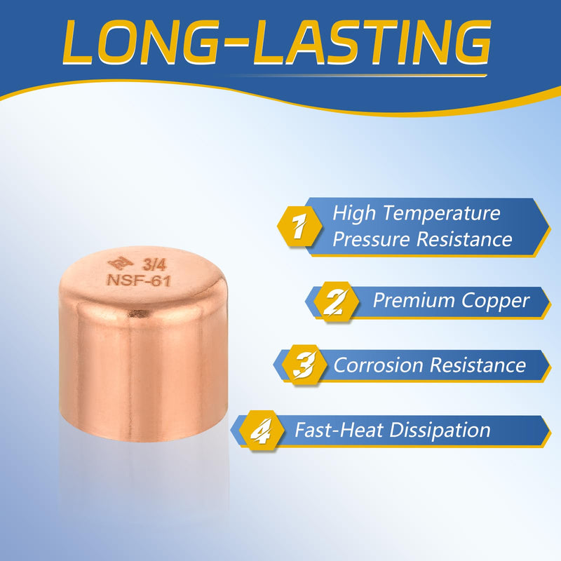 50PACK GUOFIS 3/4" Copper Sweat Plug End Cap Fitting(COPPER021-50) 50 3/4 Inch