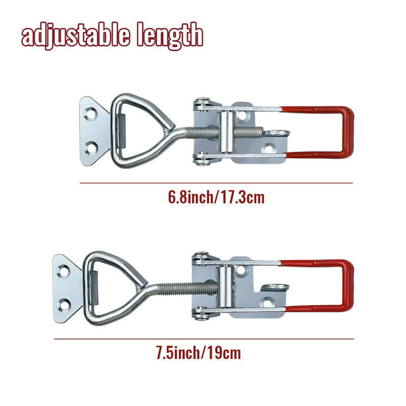 2 PCS Heavy Duty Toggle Clamp Latch 4003 Adjustable Latch Hardware, 1320Lbs Holding Capacity, Quick Release Pull Latch Clamp for Box Case Trunk, Industrial EquiIpment, Smoker Door and More (7.5inch) 7.5inch