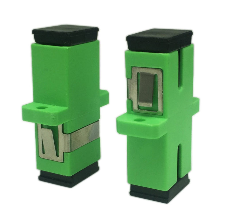 CERRXIAN SC Fiber Optic Adapter Female to Female APC Simplex Single Mode Fiber Optical Coupler Network Internet Connector Adapter with Mount Panel (Green 5-Pack)