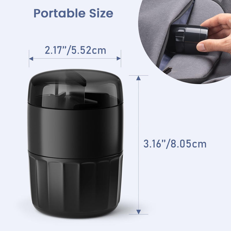 Renmingfed 3-in-1 Pill Crusher Pills Grinder, Pill Crushers Fine Powder with Stainless Steel Grinding Pestle, Pills Grinders for Elderly and Pets with Tablet Cutter and Storage (Brush Included) Black