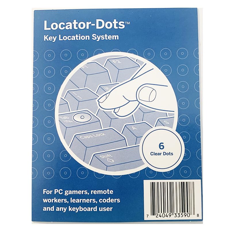Original Loc-Dots – Computer Gaming Keyboard Tangible Training Location Learning Decal Stickers - 6 Pack, Clear, Single Raised Tactile Bump Dots, Easy to Apply, Strong Adhesive Backing, Made in USA
