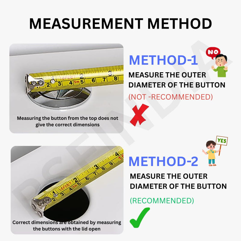 48mm Dual Flush Toilet Tank Button Replacement – Adjustable Push Button for Cistern Lid, Compatible with Glacier Bay, AquaSource, American Standard, Geberit & More, Chrome Finish (2 Pack)
