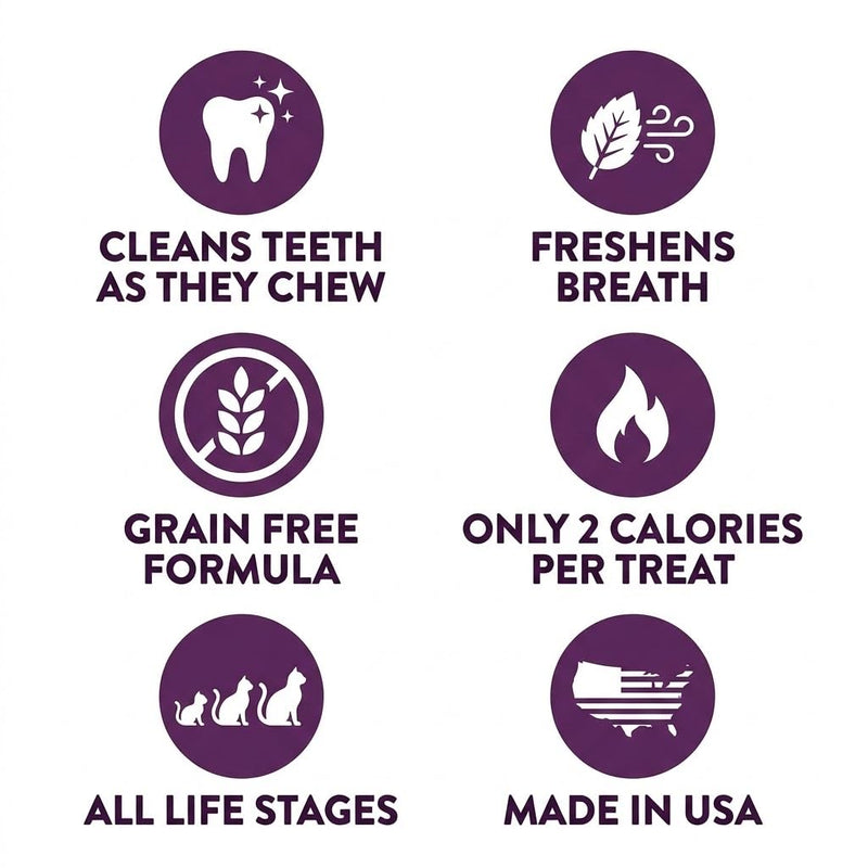 Cat Dental Treats with Catnip - Crunchy Teeth Cleaning Treats for Cats with Breath Freshener - Grain Free Dental Cat Treats for Indoor Cats Plaque Tartar Control - Made in USA - 3oz Resealable Bag 3 Ounce (Pack of 1)