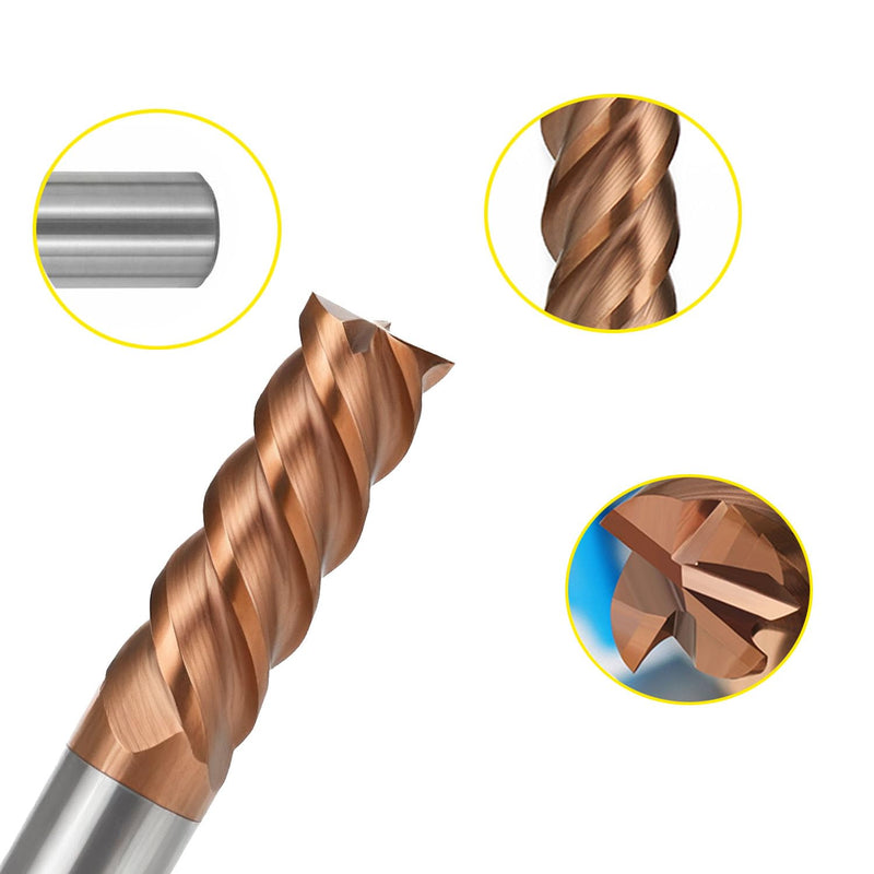 Carbide End Mill Set, 5Pcs 3/16 in Head & Shank 4 Flute TiAlN Coated End Mills, Milling Bits for Aluminum, Iron, Stainless Steel & Copper 5