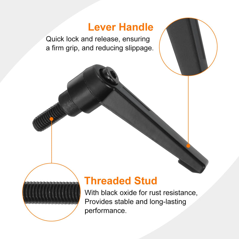 uxcell 2Pcs M8 x 16mm Adjustable Knobs Handle Male Thread Push Button Ratchet Quick Release Locking Rotating Bolt for Lathe Machinery, Black