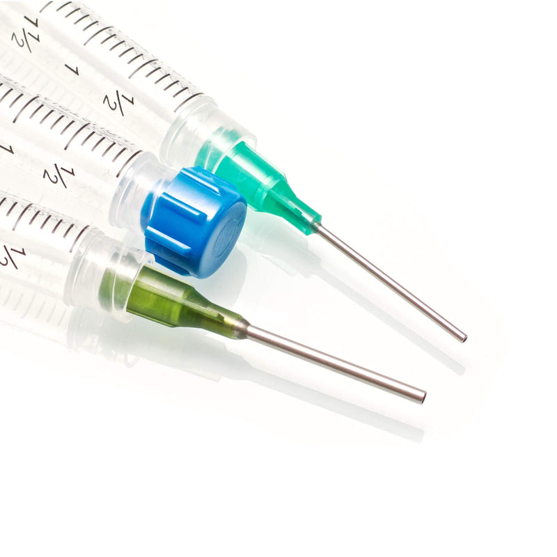 K2-3PK All-Purpose Industrial Syringe Kit - 1ml/3ml/10ml with 1 & 2 Inch 14, 18, & 21 Gauge Dispensing Tips, Syringe Caps and Tip Covers 3 Pack