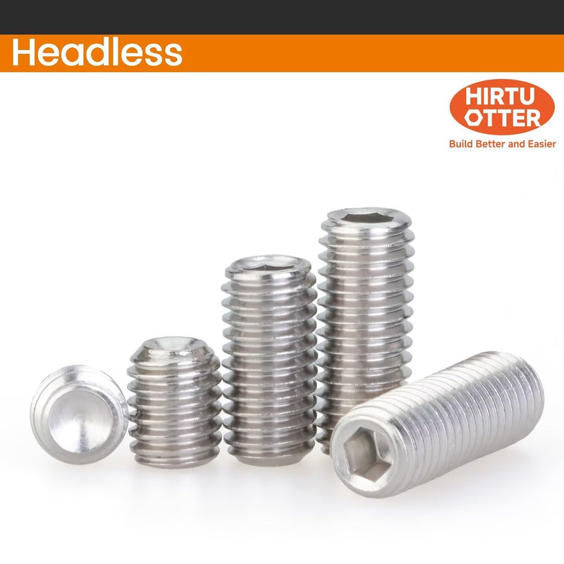 4#-40 x 3/8" 20 Pcs Set Screws, Headless Concave End, Grub Screws with Internal Hex Drive, 304 Stainless Steel, SAE Thread, for Bathroom Fixtures, Towel Racks, Light Fixtures 4#-40*3/8"-20 PCS