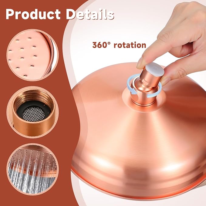 Copper Shower Head High Pressure Rain Shower Head Bath Rainfall Sprinkler Nozzle Replacement for Bathroom - NewNest Australia