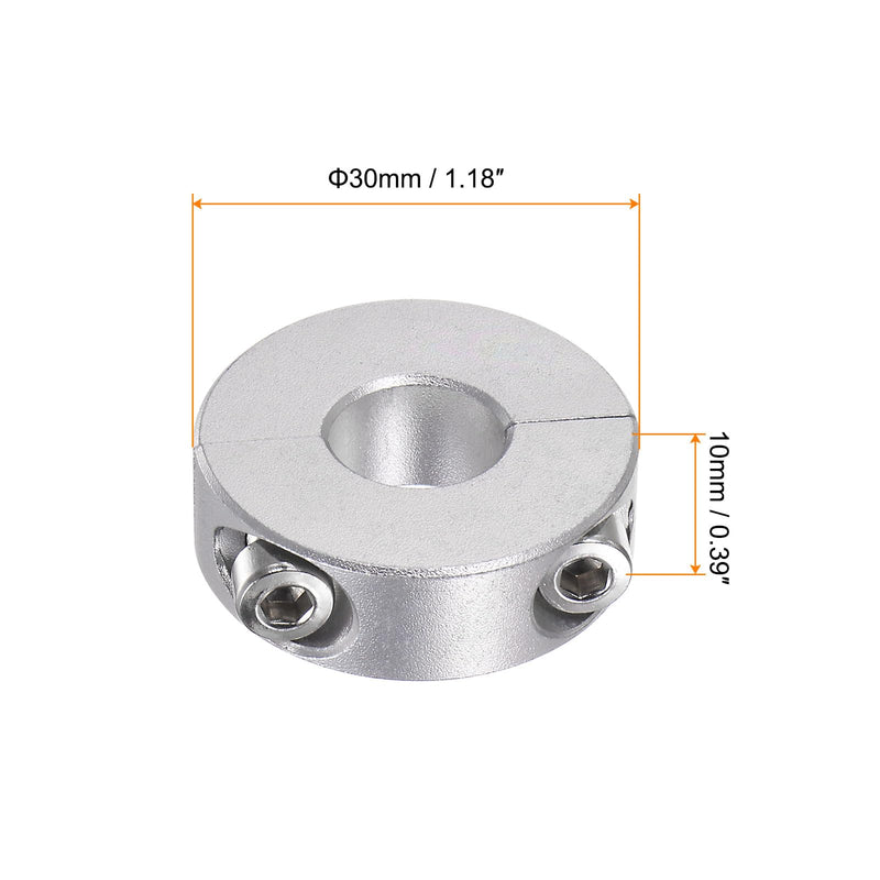 HARFINGTON 2pcs Double Split Shaft Collar for 12mm Shaft Set Screw Clamp-On Collars, 30mm OD, 10mm Width, for Stoppers, Position, Hold Timing Pulleys, Machine Tools, Industry, Anodization 12mm Bore