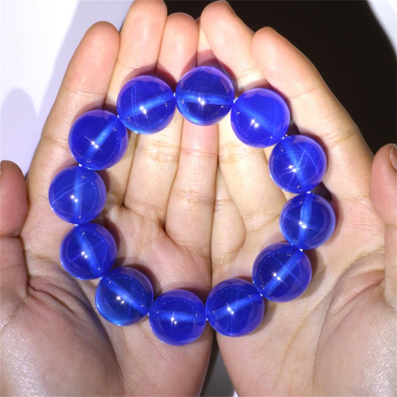 Lab Created Synthetic Corundum Round Ball Beads 33#Blue Stone Synthetic Star Sapphire Gem Passed Diamond Test Pen (8mm) 8mm