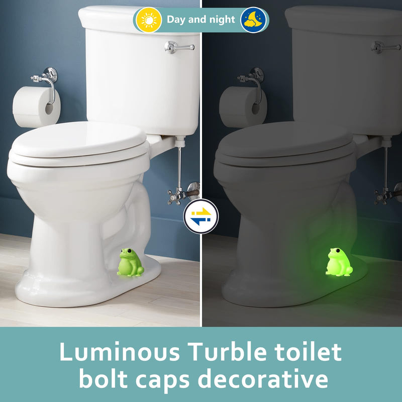 Toilet Bolt Caps Decorative Glow in The Dark- 2PCs Frog Toilet Bowl Bolt Covers Luminous Green PLA Cute Bathroom Decor Accessories Rust Prevention