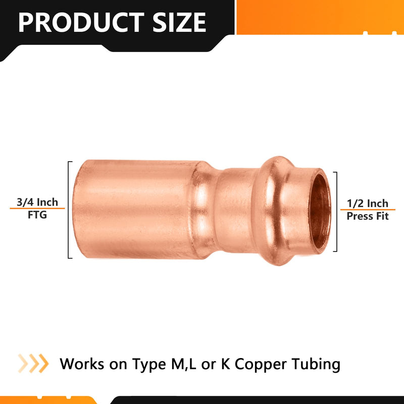 10PC HeSun 3/4" FTG x 1/2" Copper Press Bushing Reducer(PRESS031-10) 10 3/4" FTG x 1/2" Press
