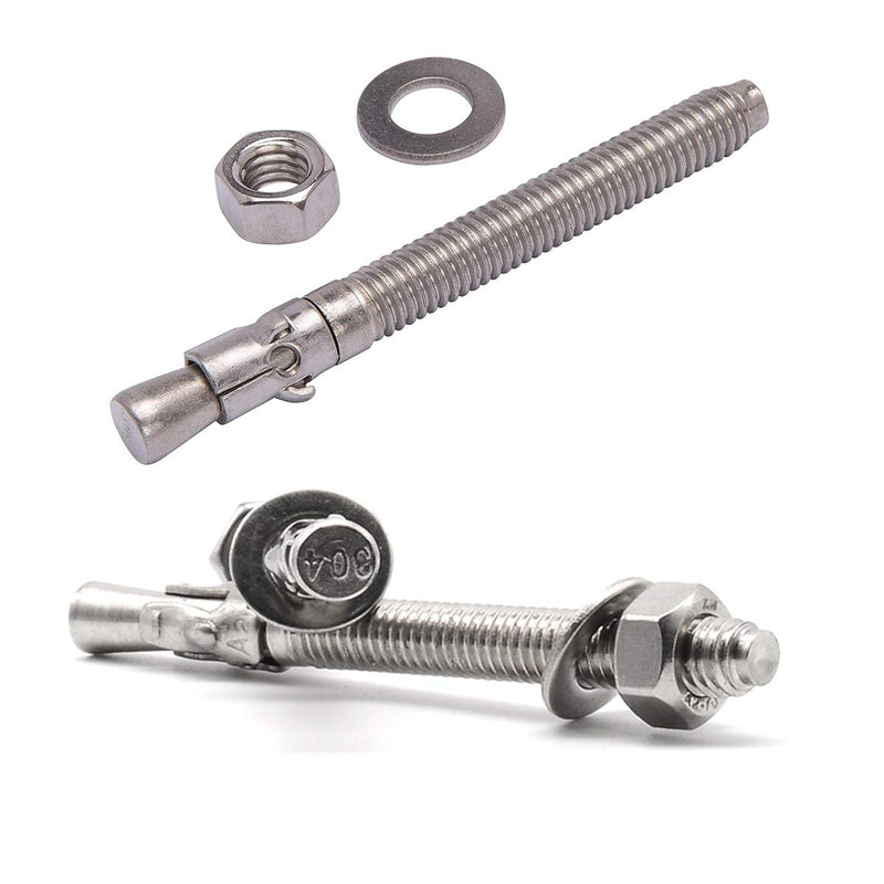 1/4" X 2-1/4" Concrete Anchor, 304 Stainless Wedge Anchor with Excellent Anti-Rust Performance, 304(18-8) Stainless Steel Concrete Anchors and Screws Kit (10pcs) 1/4" X 2-1/4"