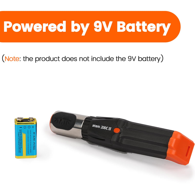 200C-II Soldering Tip Cleaner with 2 Cleaning Brushes, 1 Solder Residue Tool, Independent Power Button, Compact Soldering Iron Tip Cleaner Powered by Standard 9V Battery, Battery NOT Included