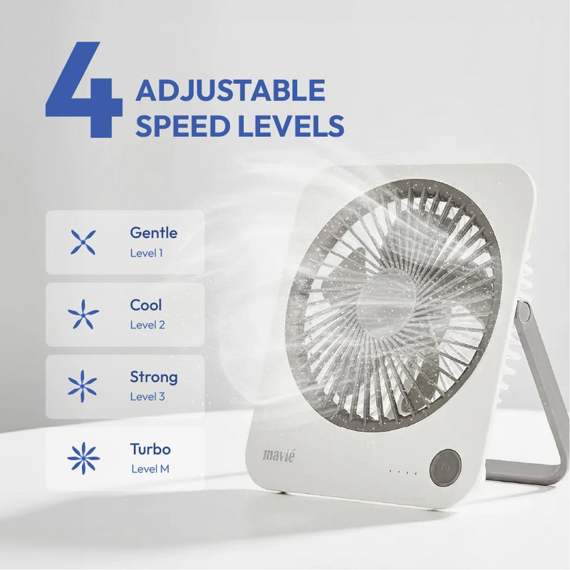 Small Desk Fan, Rechargeable Quiet Mini Personal Fan, 180° Foldable & Cordless Design, Ultra Thin & Portable, 4 Speeds, Long Battery Life, Travel Essential for Office, Home, Bedroom (Khaki) Khaki
