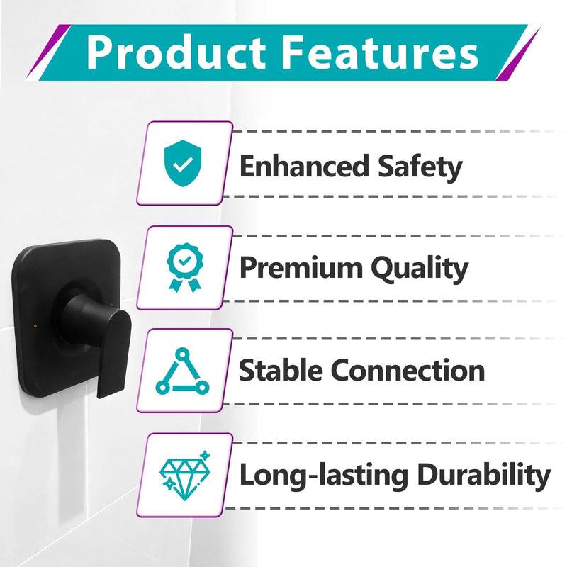 T2471BL Shower Handle Replacement Compatible with Moen PT Series Valve 2510/2520/2570/2590, Matte Black Single Shower Handle, Balance Pressure and Temperature Control(Valve Not Inclued) 1