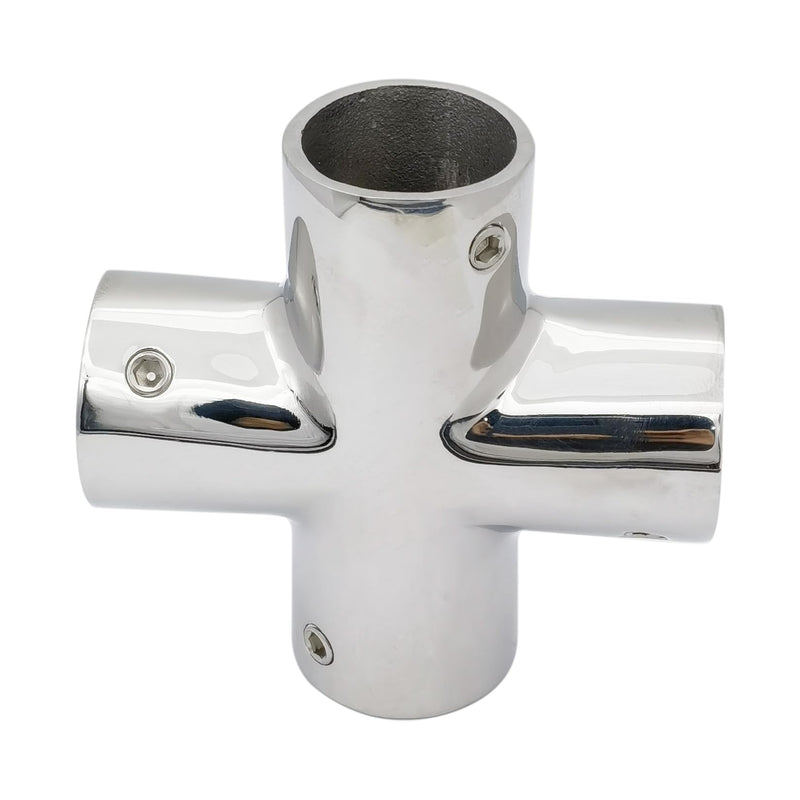 Marine Grade Heavy Duty Stainless Steel 316 Cast Boat Hand Rail Fitting 4 Way Cross Tube Pipe Connector Tee Joint 7/8IN OR 1IN