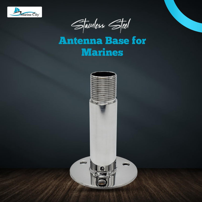 MARINE CITY Mount Antenna Base 1-14 Inches Tube – 304 Stainless Steel, Corrosion-Resistant, Polished Finish for Boats, Yachts & Kayaks (Pack of 1)